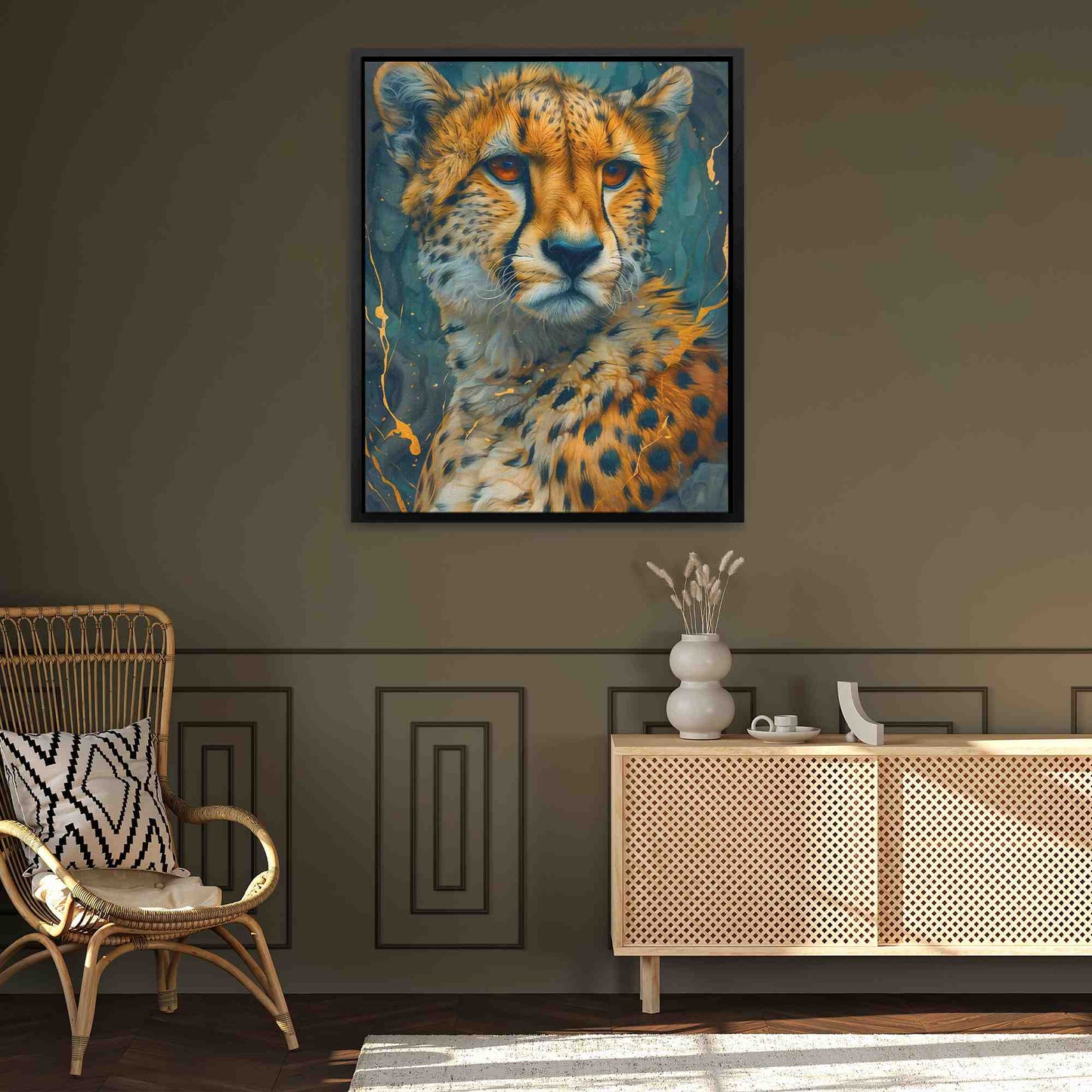 Charming Cheetah - Gold Canvas Wall Art
