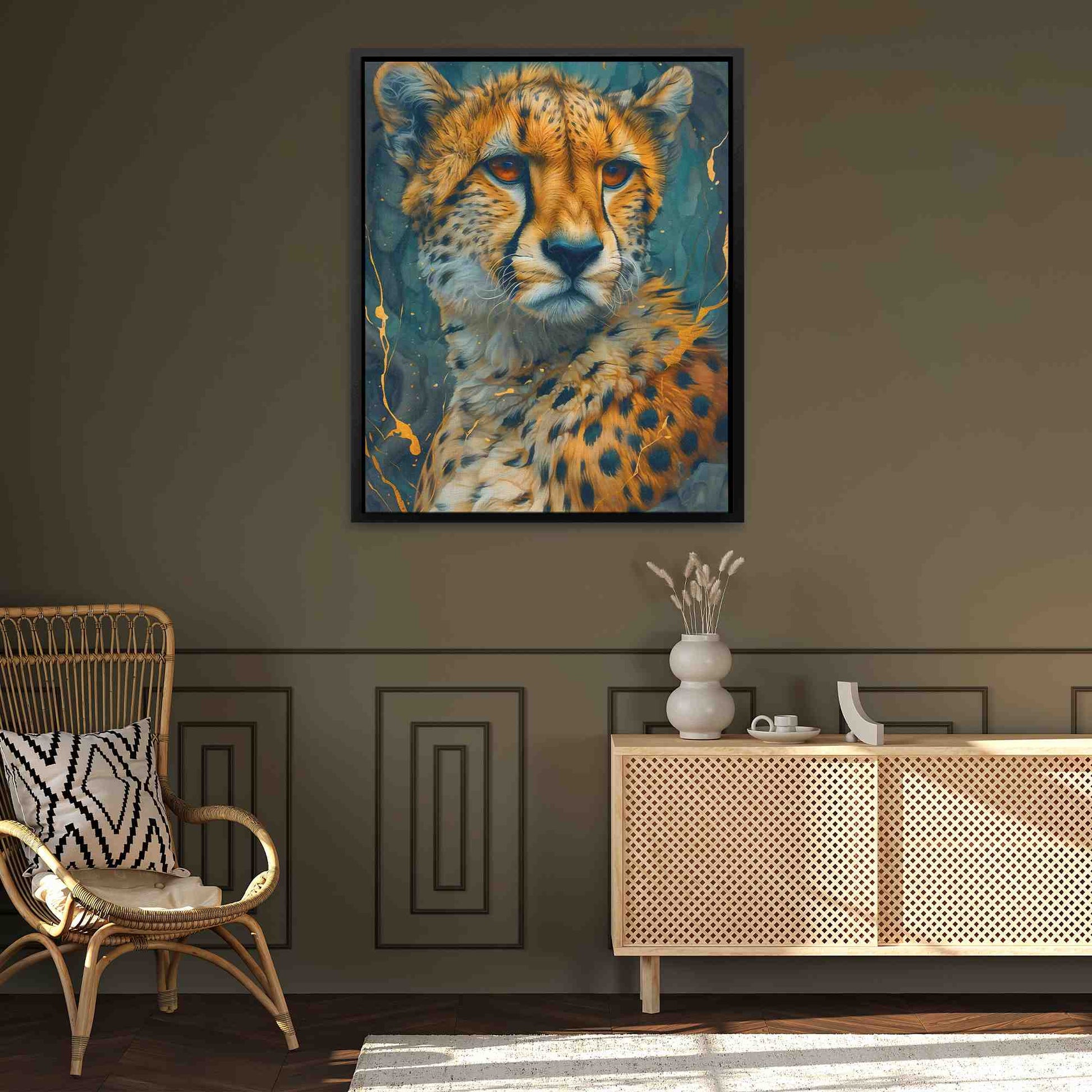 Charming Cheetah - Gold Canvas Wall Art