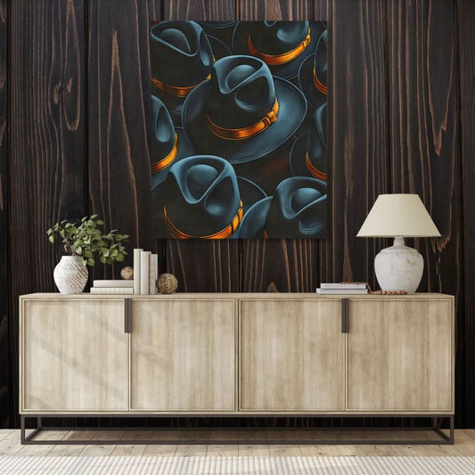 Charming Headwear - Contemporary Wall Art in Black Frame