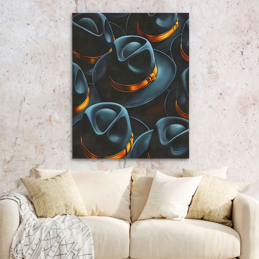 Charming Headwear - Black Wall Art for Living Room