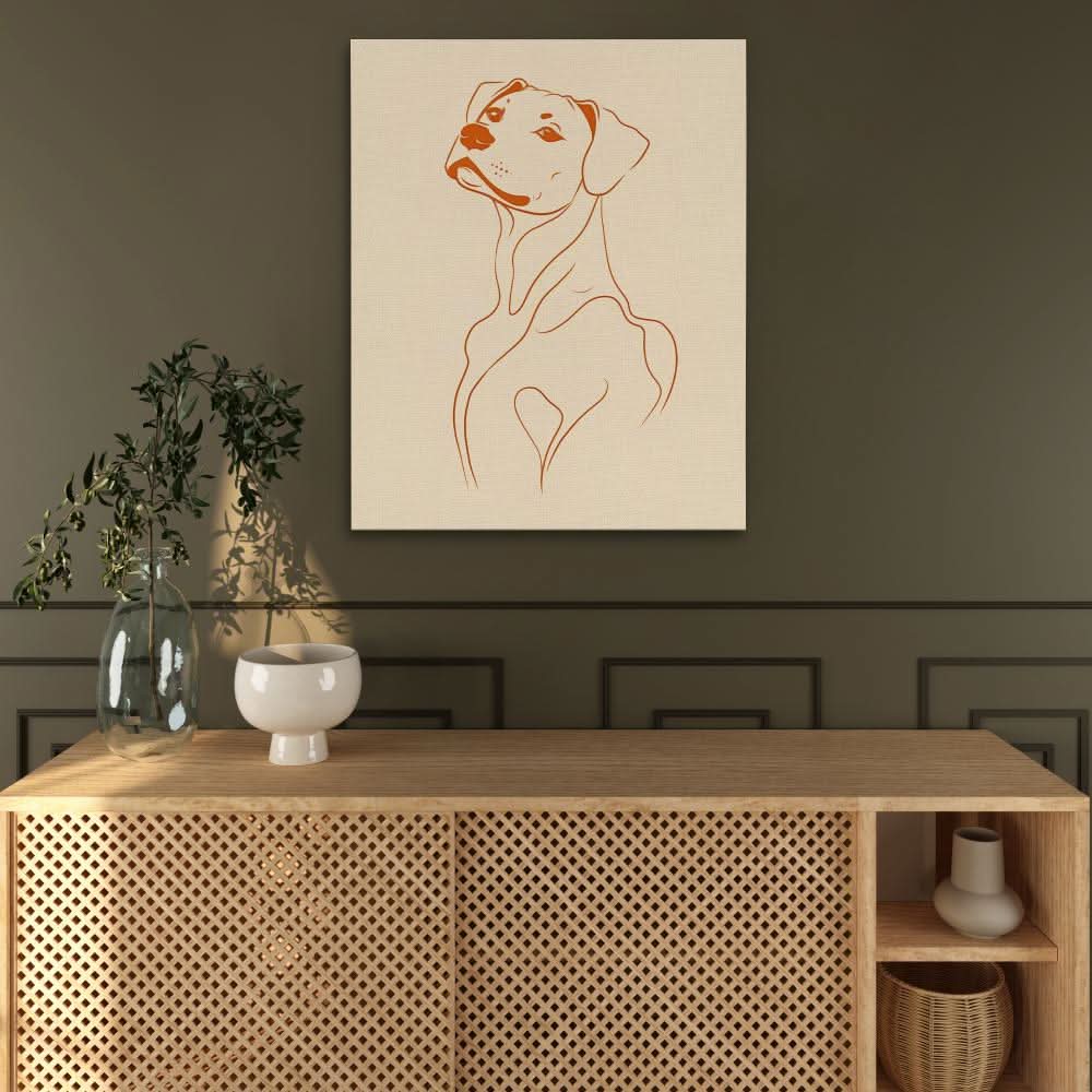 Charming Pup - Beige Wall Art for Home Office