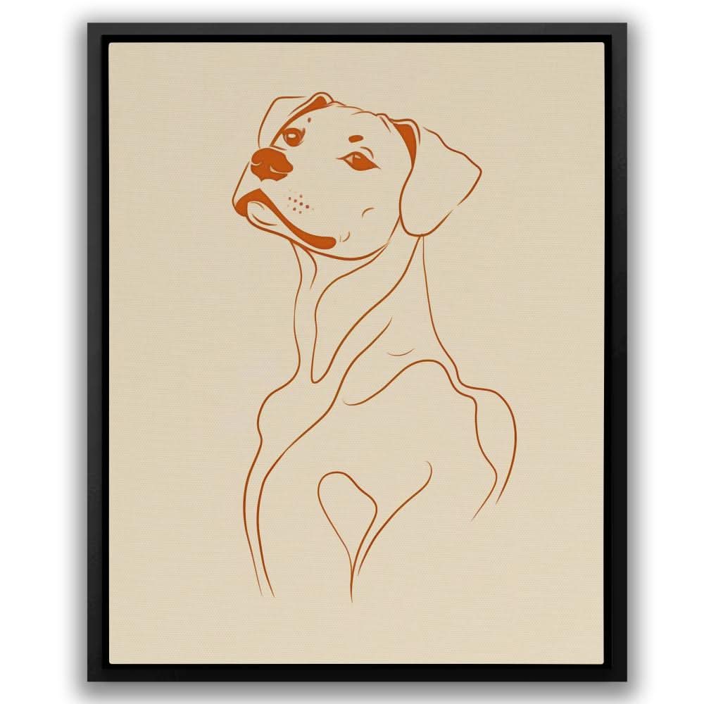 Charming Pup - Minimalist Wall Art in Black Frame