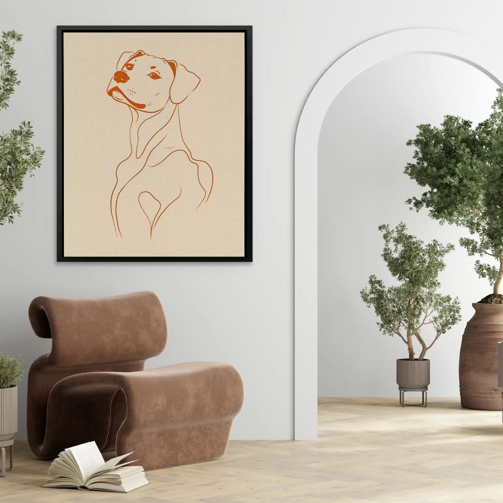 Charming Pup - Modern Brown Canvas Wall Art