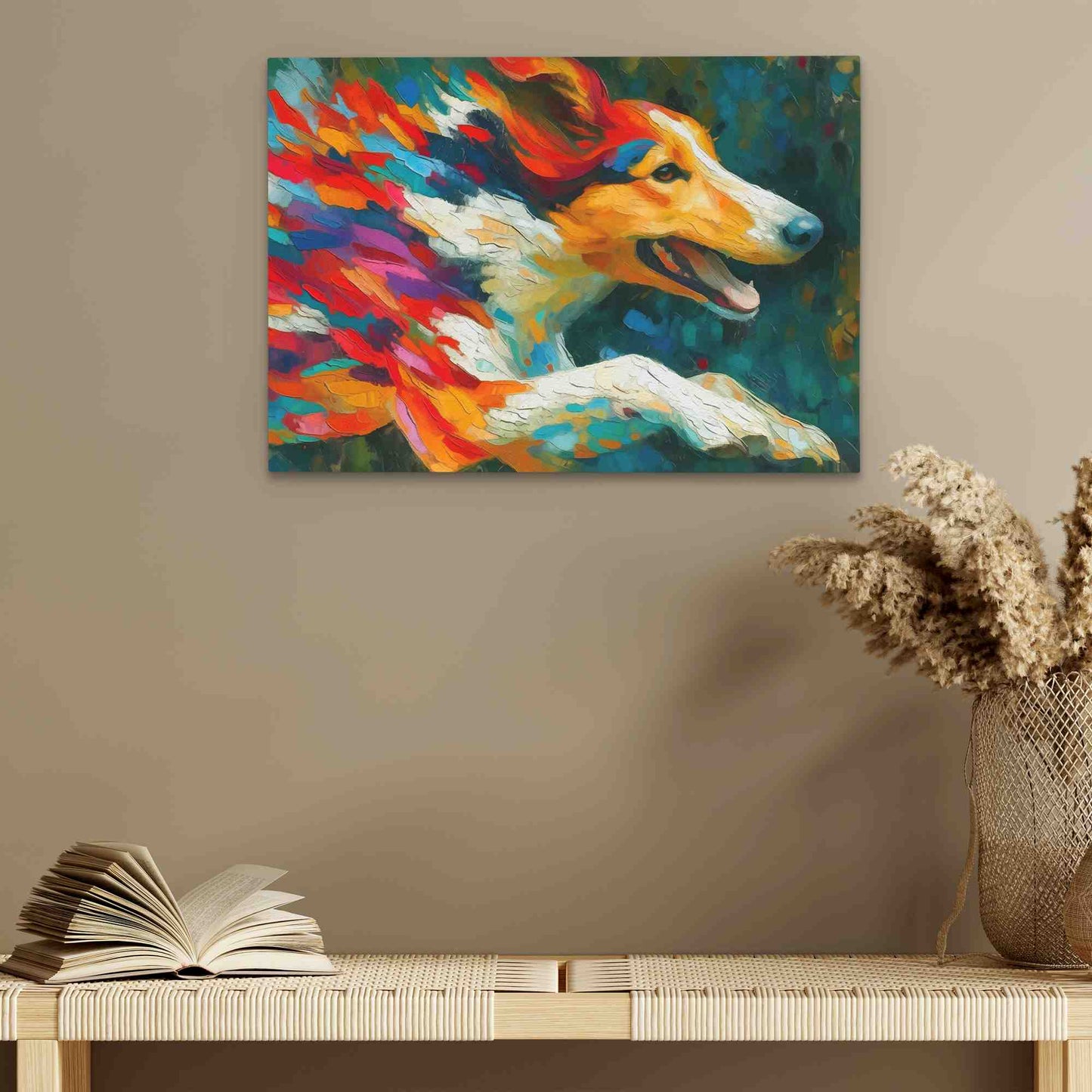 Chasing Happiness - Green Border Collie Canvas Print