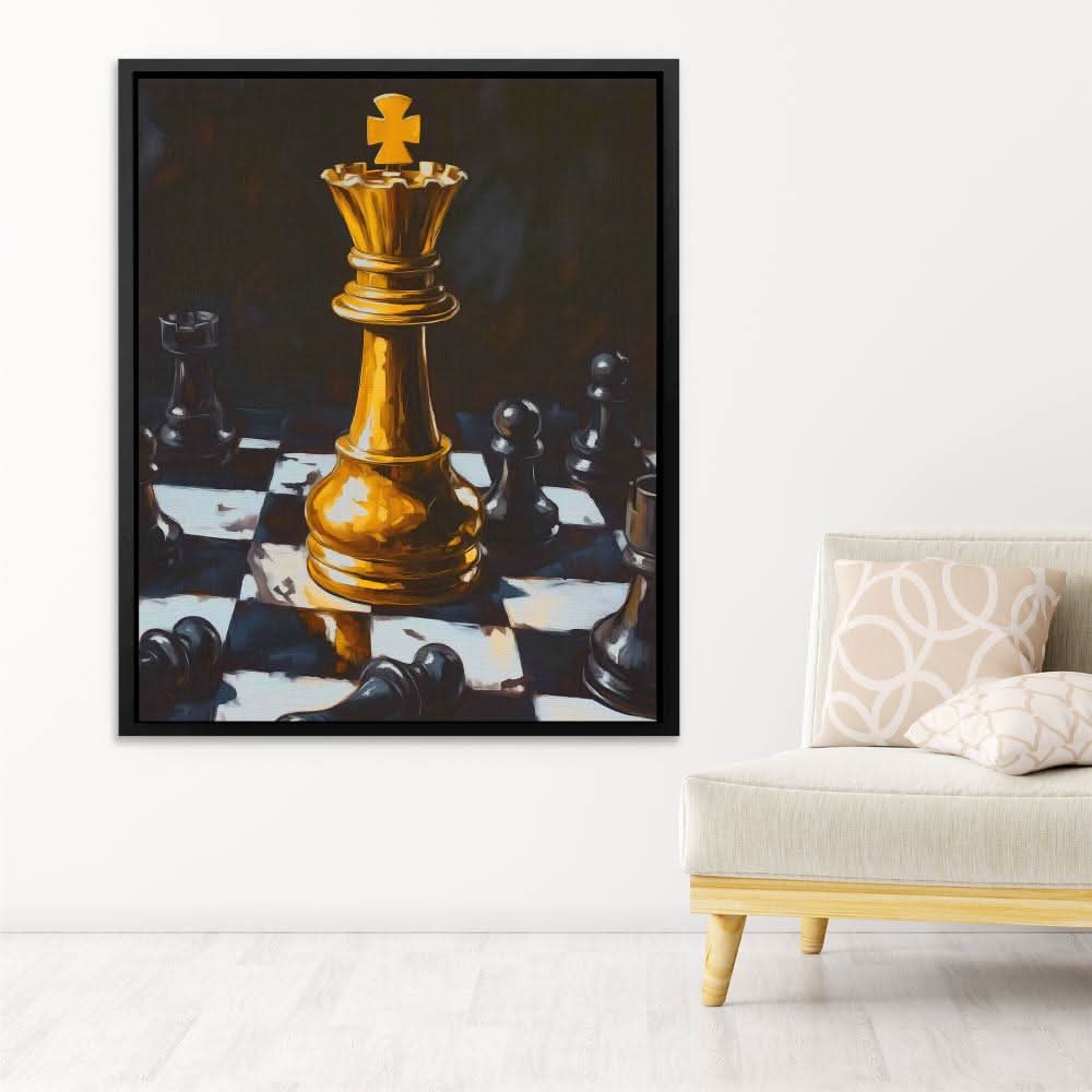 Checkmate Board - Black and White Art for Game Room