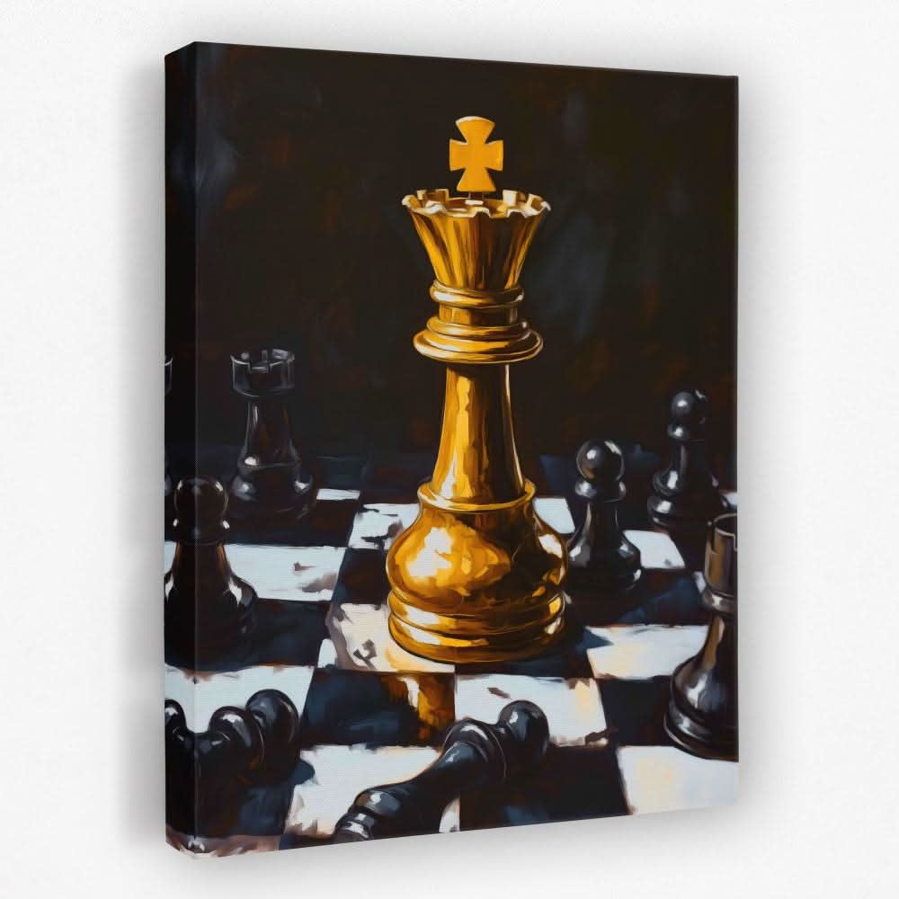Checkmate Board - Black and White Canvas Wall Art