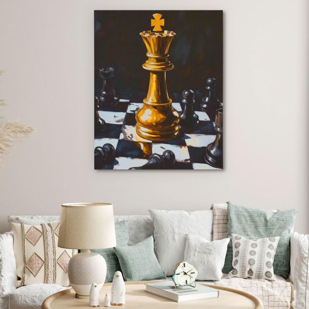Checkmate Board - Gold Canvas Wall Art
