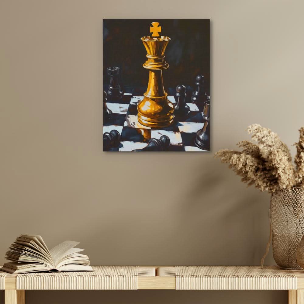 Checkmate Board - Gold Chess Canvas Print