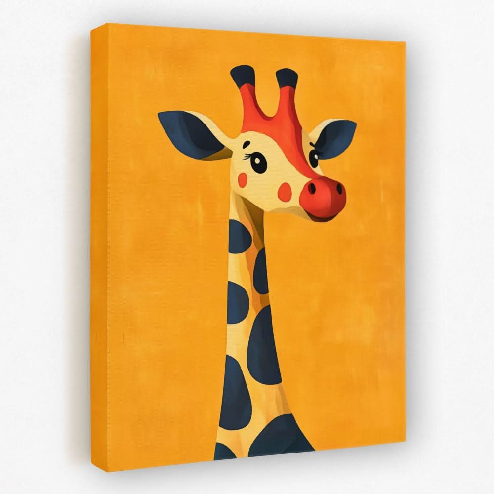 Cheerful Cartoon Giraffe - Animals Canvas Wall Art