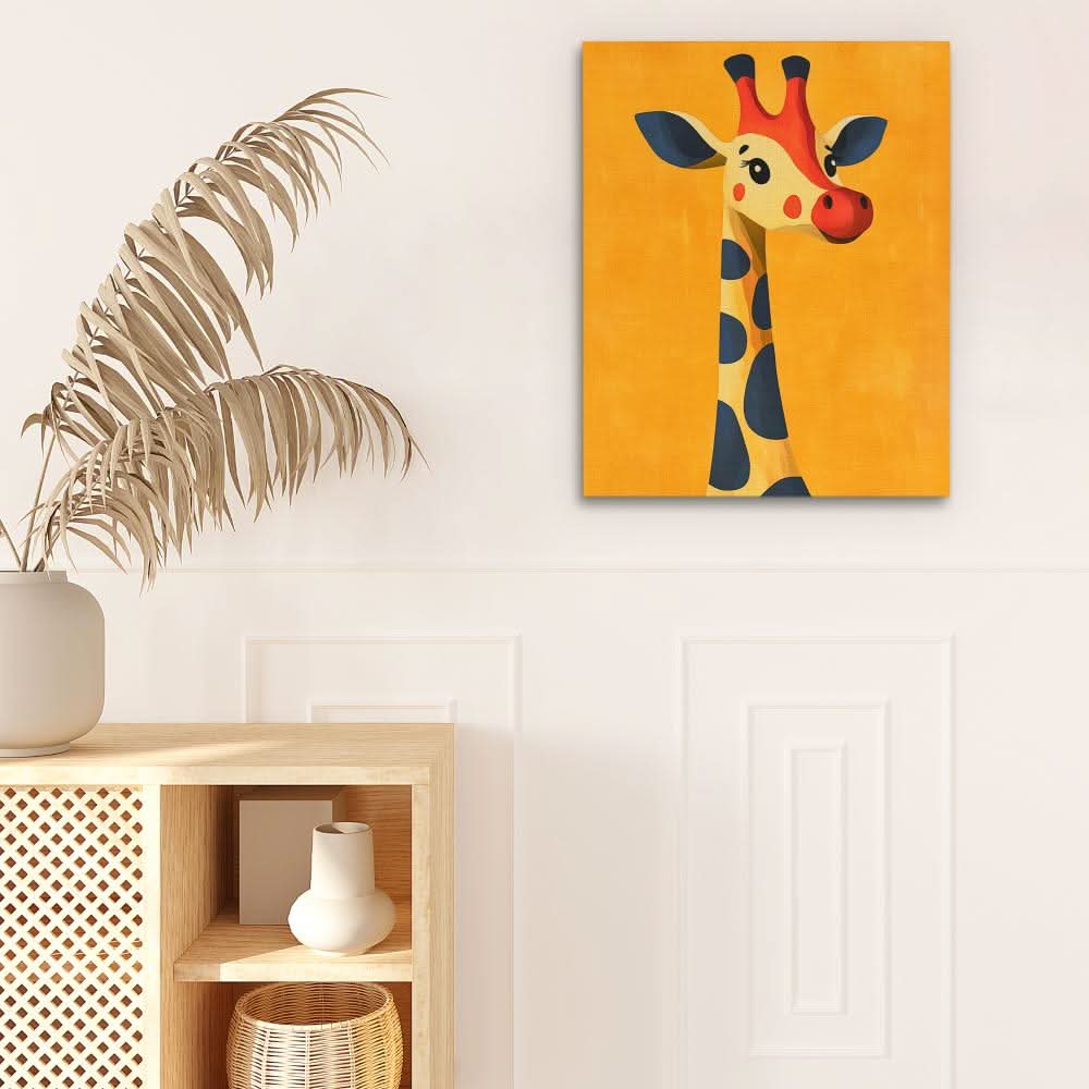 Cheerful Cartoon Giraffe - Animals Art for Bedroom