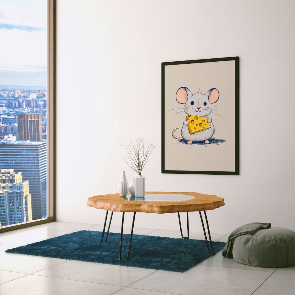 Cheesy Mouse - Baby Animal Art for Kids Room