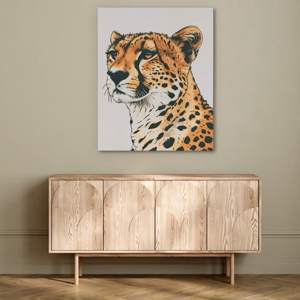 Cheetah Array - Modern Beige Canvas Wall Art