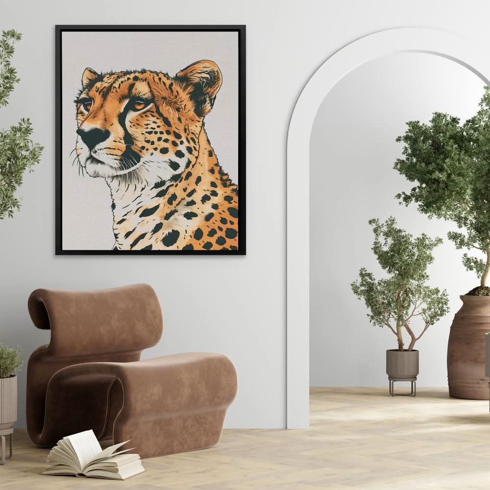 Cheetah Array - Big Cat Wall Art in Black Frame