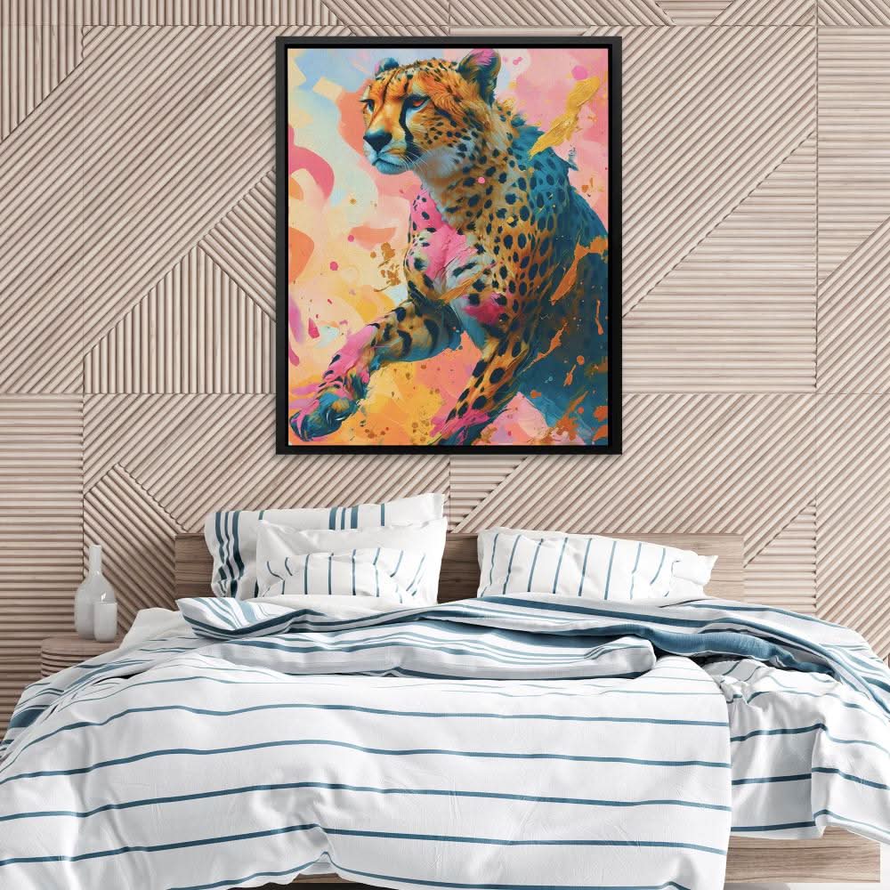 Cheetah Chasing - Large Canvas Print