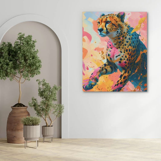 Cheetah Chasing - Wall Art in Black Frame