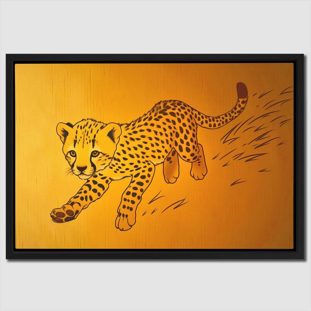 Cheetah Cub Playing - Colorful Wall Art for Kids Room