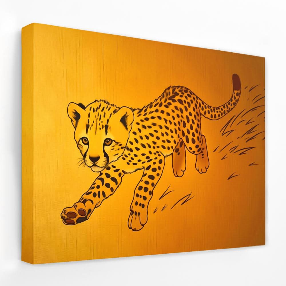 Cheetah Cub Playing - Animals Canvas Wall Art