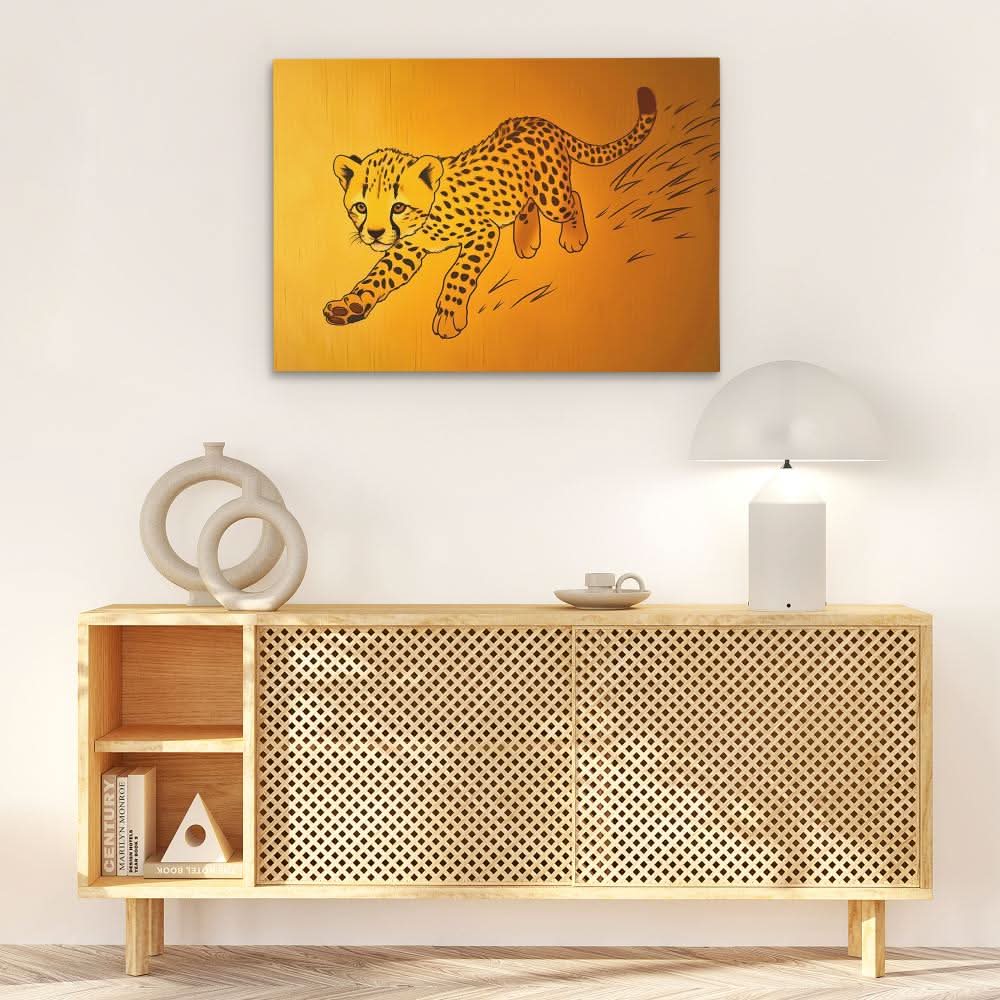 Cheetah Cub Playing - Large Abstract Canvas Print