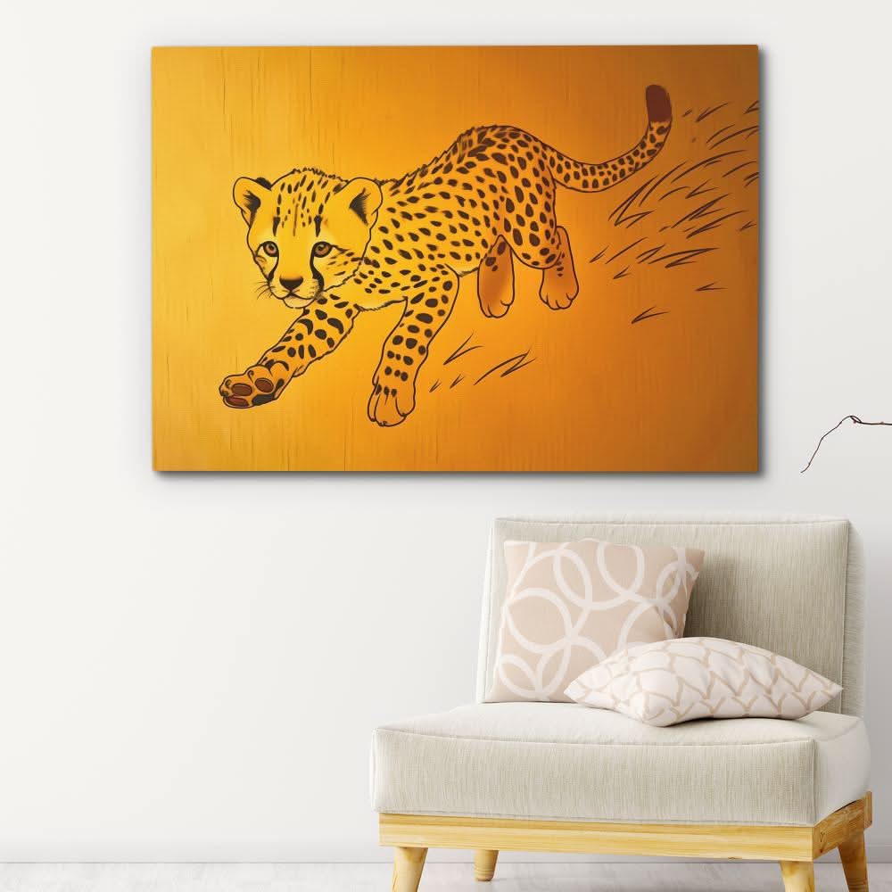 Cheetah Cub Playing - Colorful Baby Animal Canvas Print