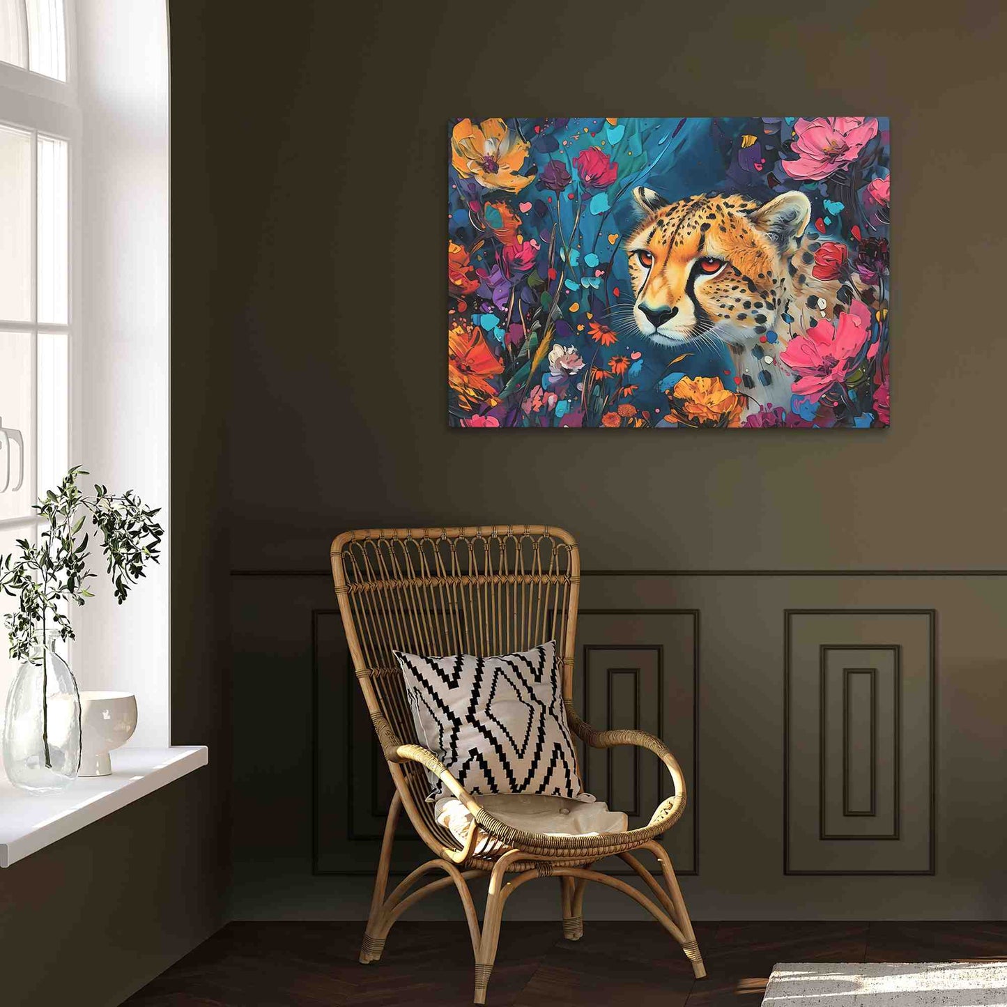 Cheetah Garden - Large Canvas Print