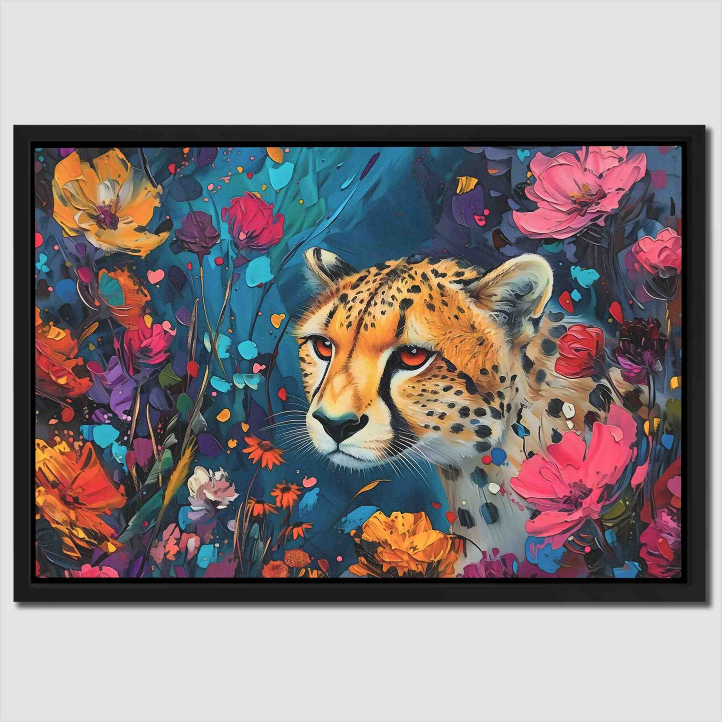 Cheetah Garden - Blue Wall Art