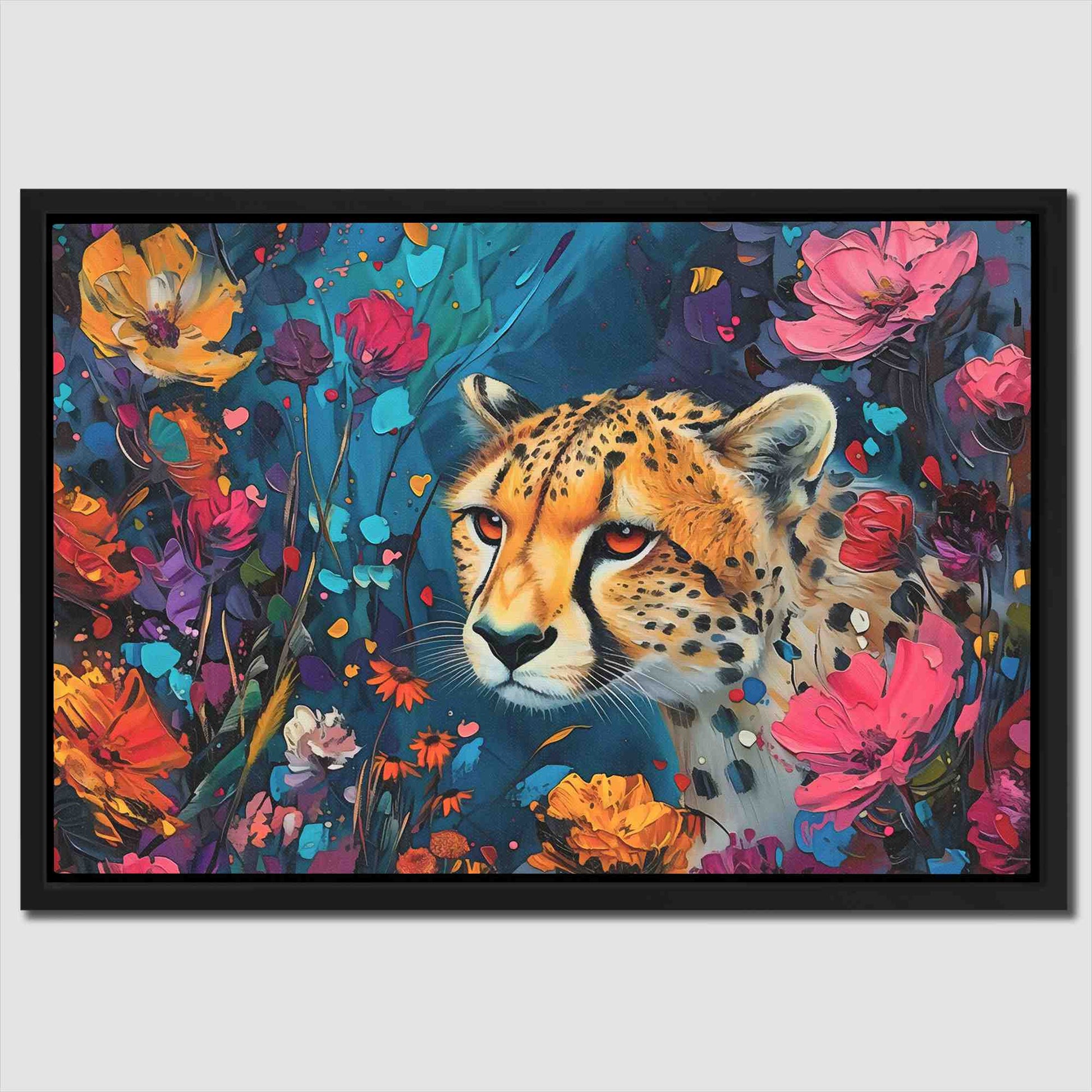 Cheetah Garden - Blue Wall Art