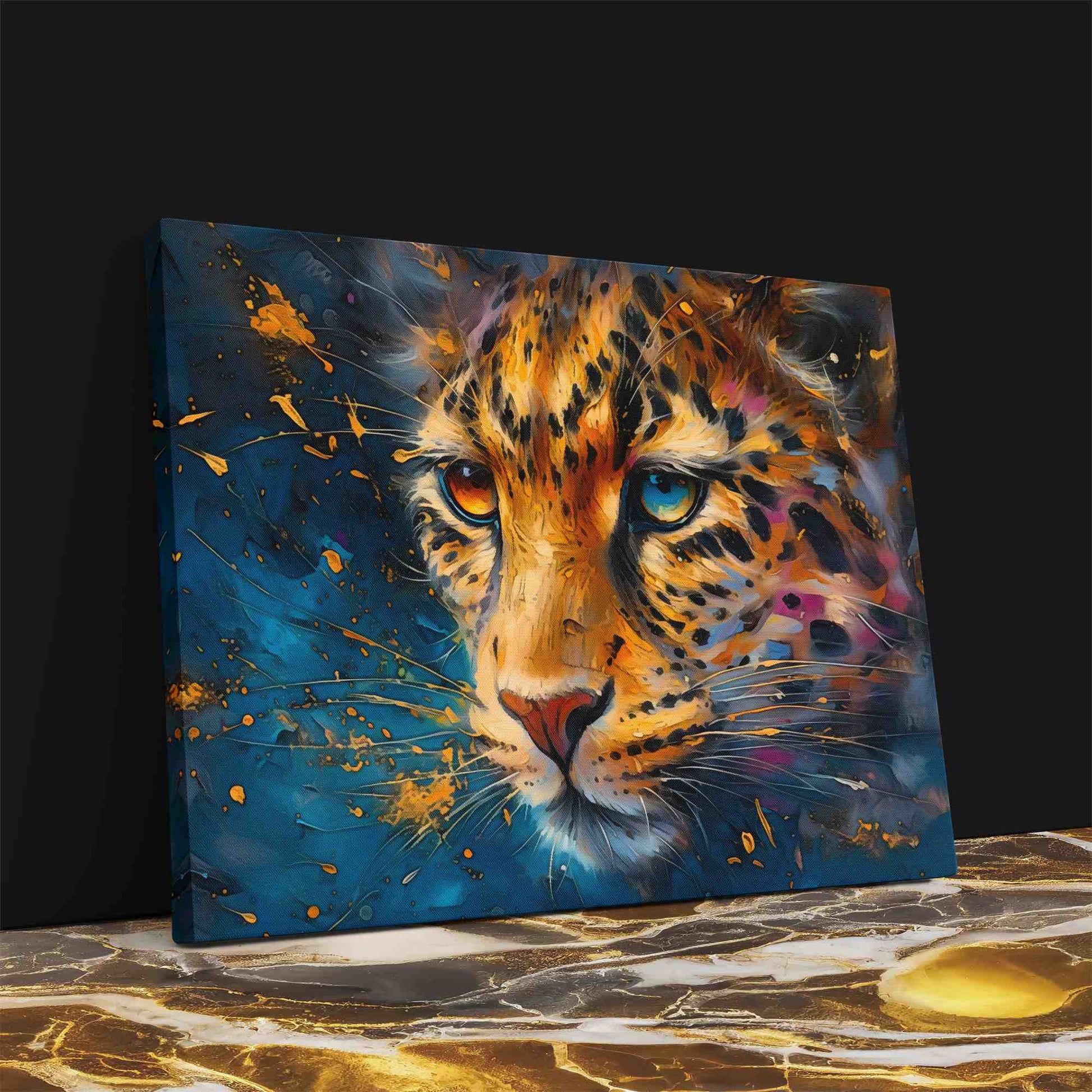 Cheetah in Moonlight - Big Cat Wall Art in Black Frame