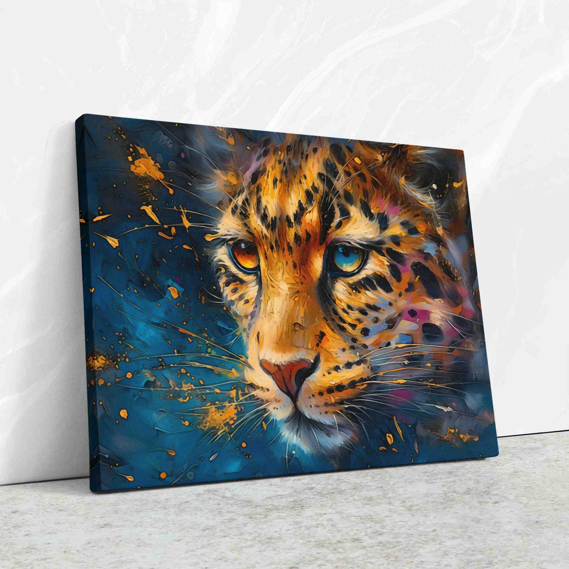 Cheetah in Moonlight - Blue Big Cat Canvas Print