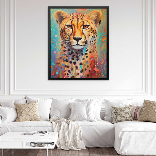 Cheetah Mirage - Pop Art Wall Art in Black Frame