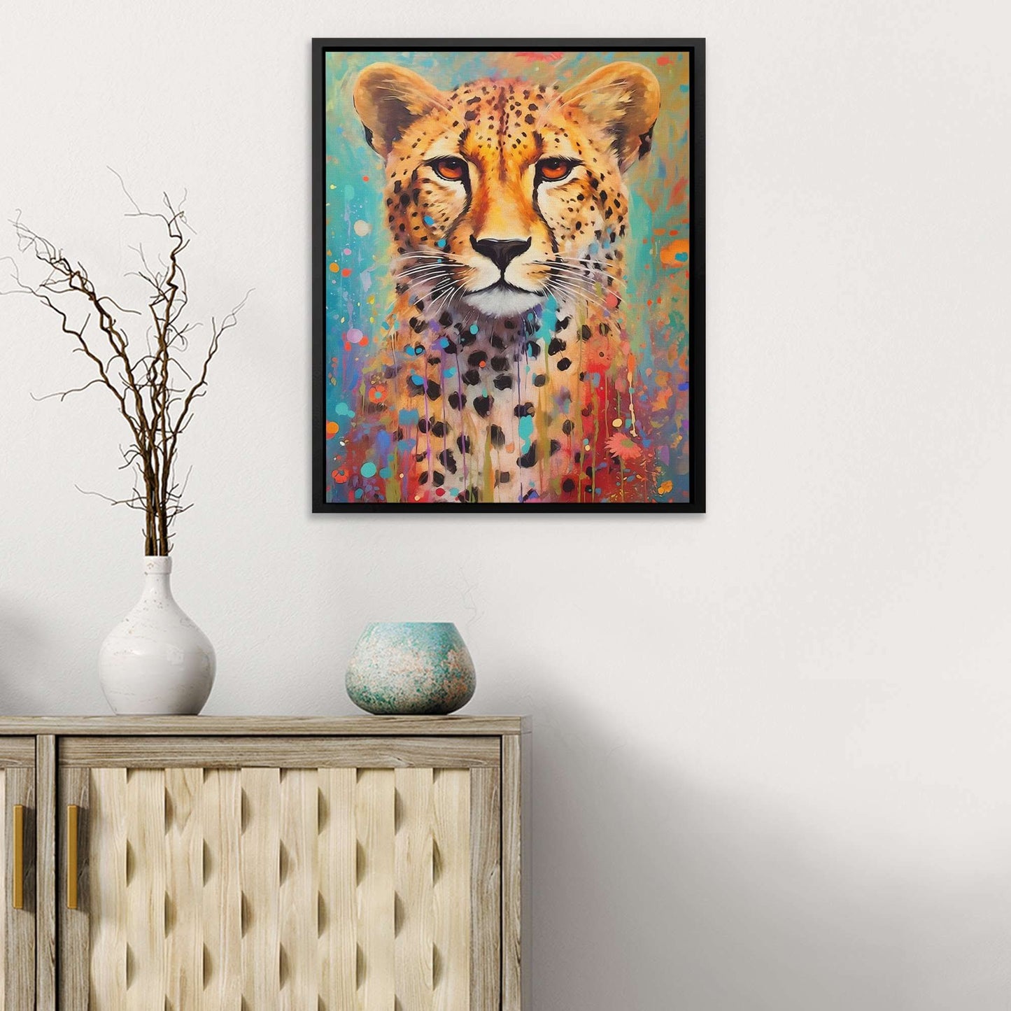 Cheetah Mirage - Cheetah Wall Art in Black Frame