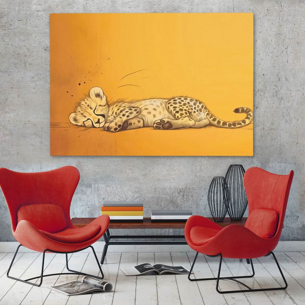 Cheetah Nap - Brown Wall Art for Kids Room
