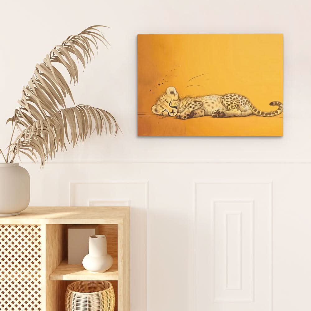 Cheetah Nap - Brown Nature Canvas Print