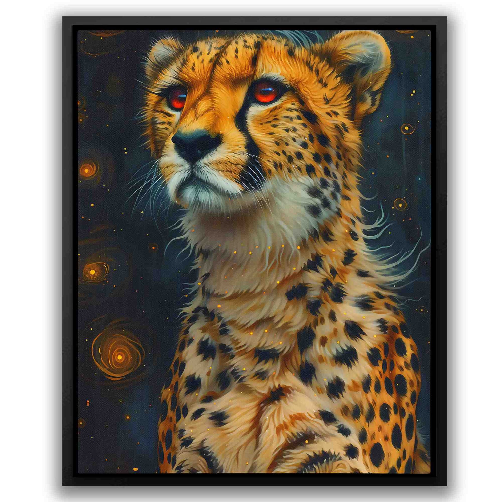 Cheetah Portrait - Big Cat Wall Art in Black Frame