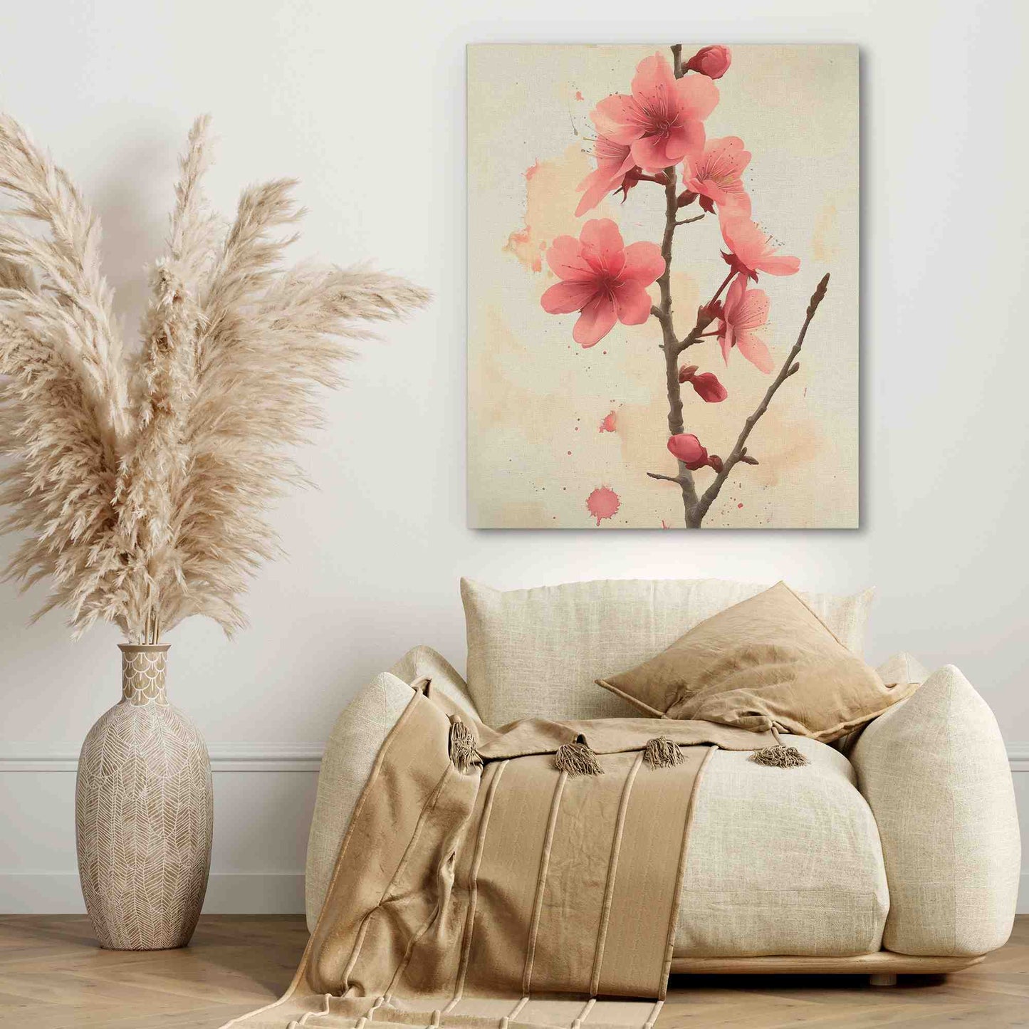 Cherry Blossom Branch - Floral Wall Art in Black Frame