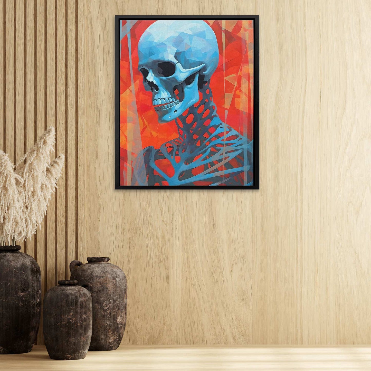 Cherry Corpse - Skull Wall Art in Black Frame