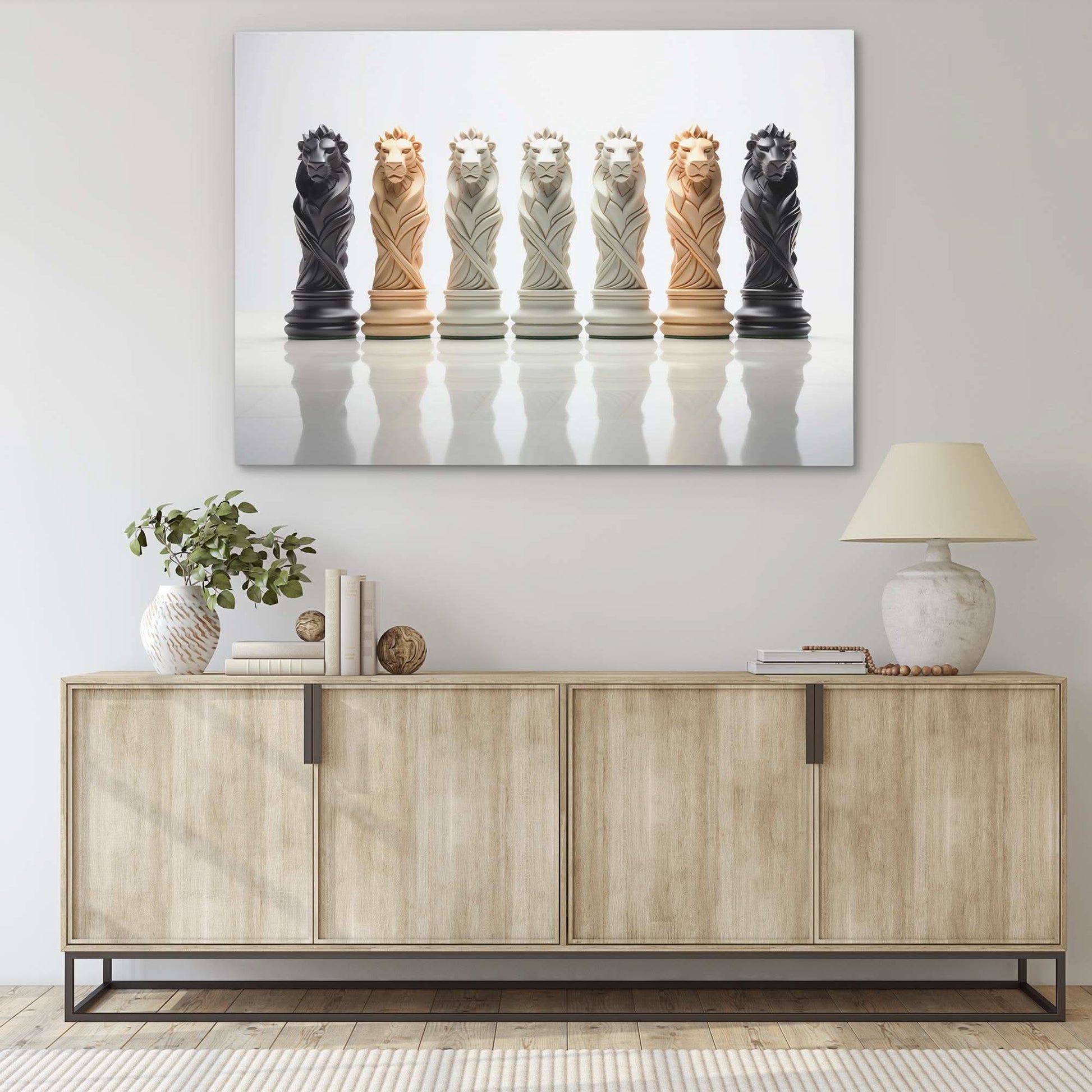 Chess Lions - Large Canvas Print