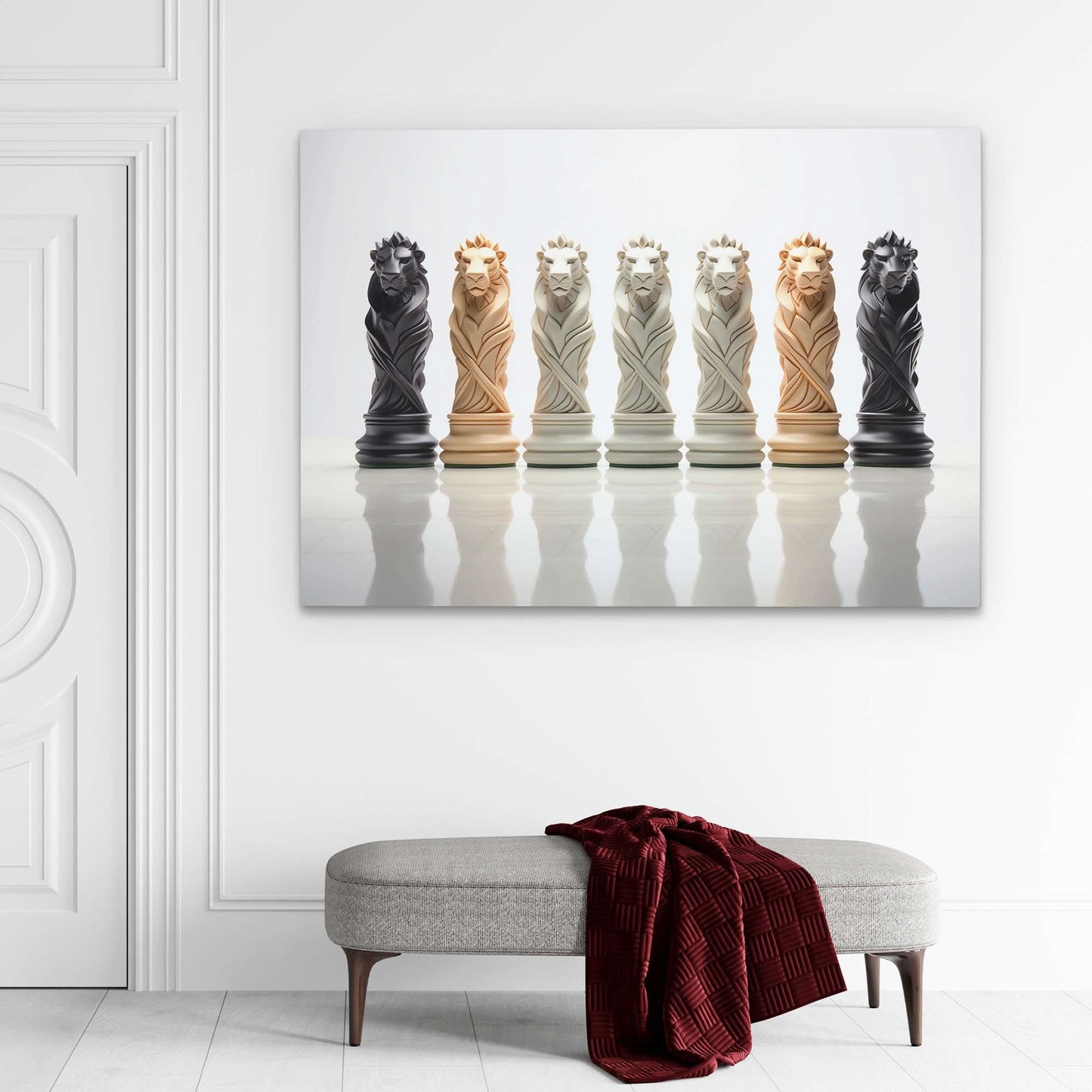 Chess Lions - Horizontal Canvas Print