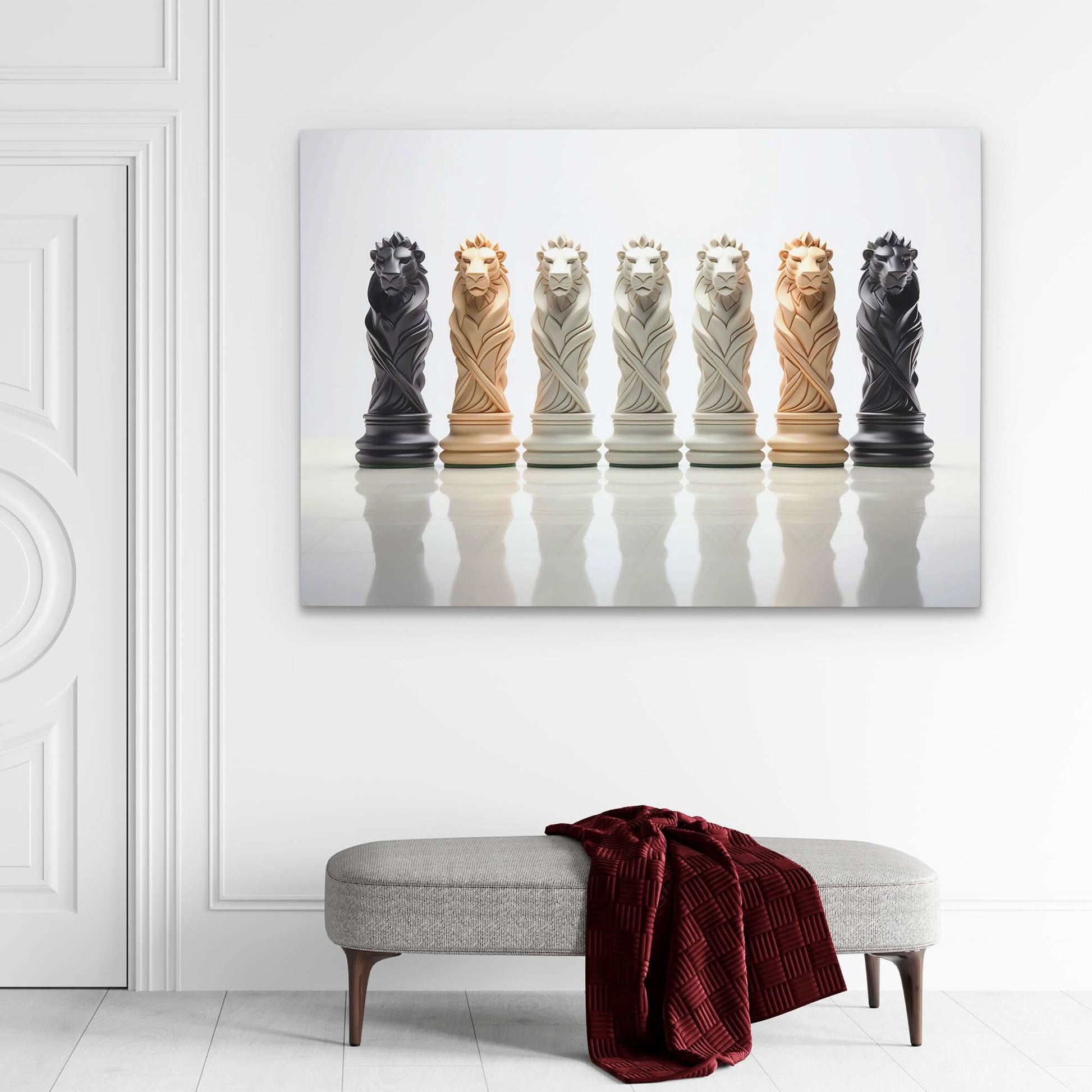 Chess Lions - Horizontal Canvas Print