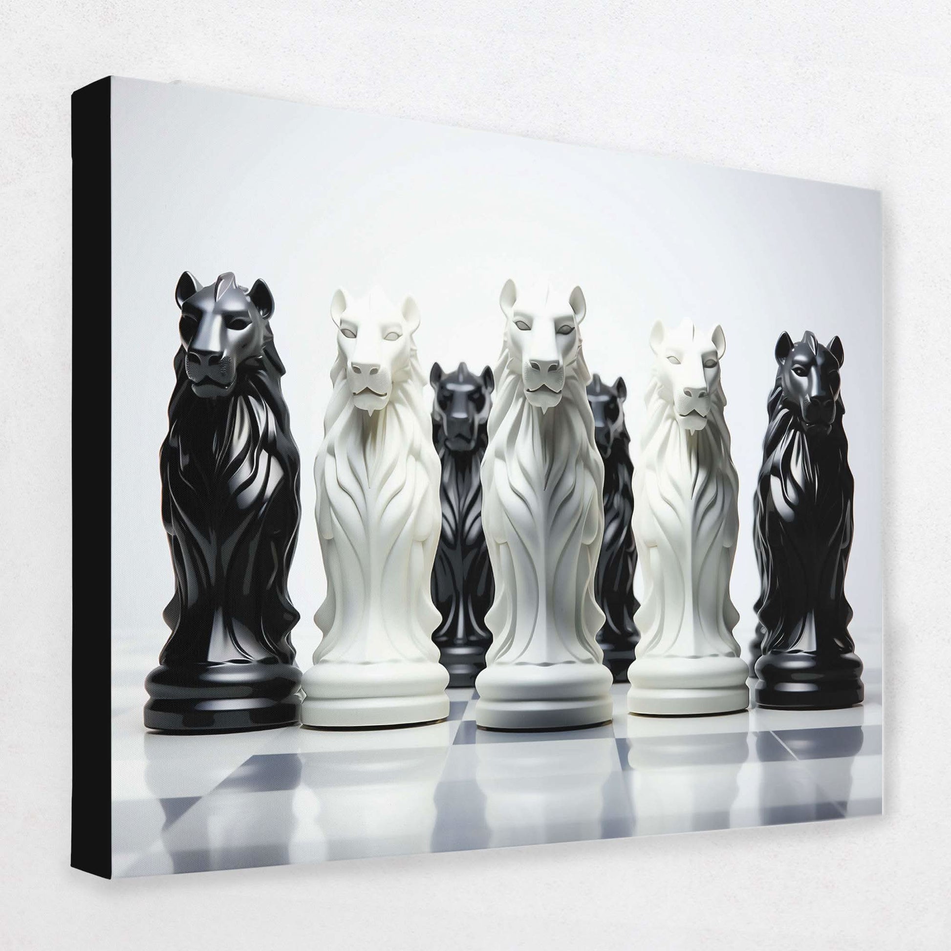 Chess Pride - Black and White Canvas Wall Art