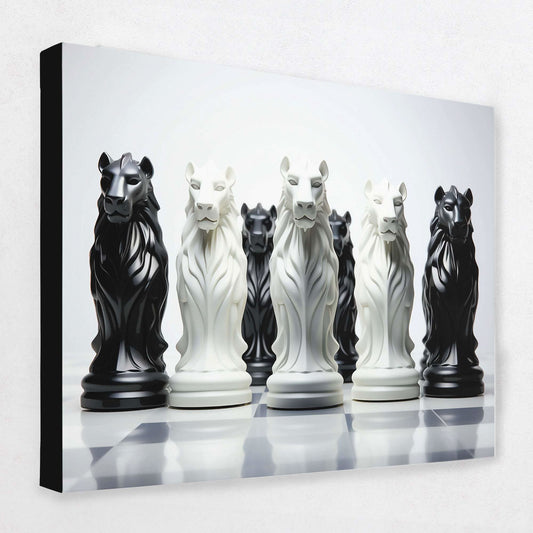Chess Pride - Black and White Canvas Wall Art