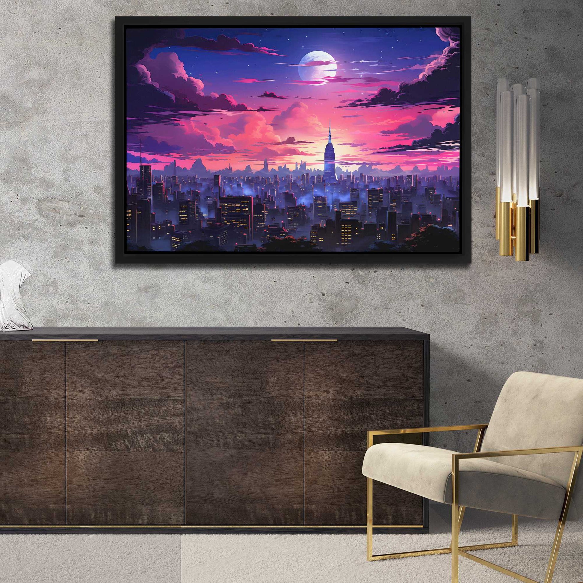 Chicago Sunset - Large Vaporwave Canvas Print