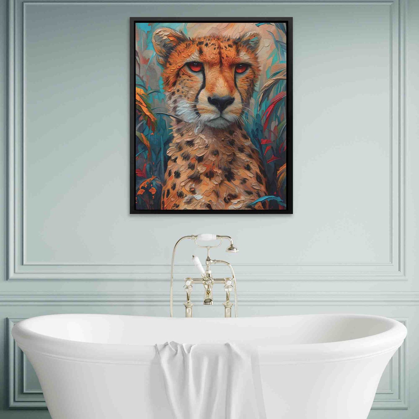 Chilling Cheetah - Orange Canvas Wall Art