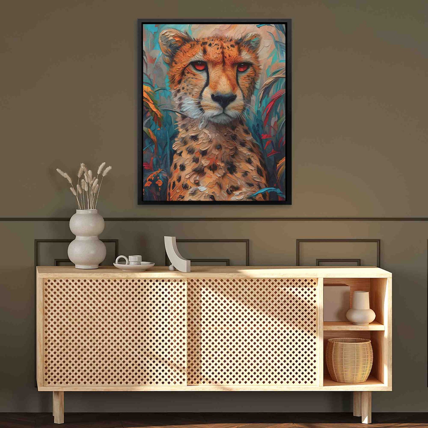 Chilling Cheetah - Big Cat Wall Art in Black Frame