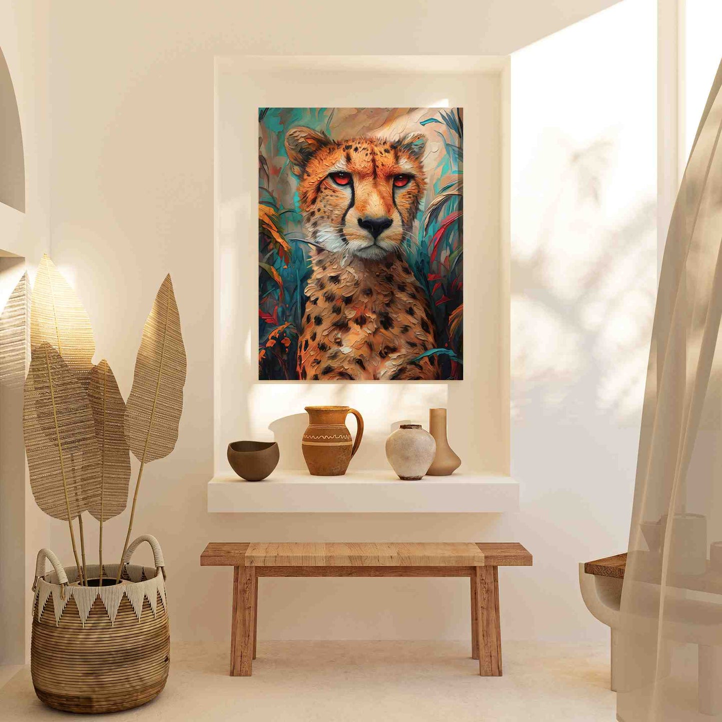 Chilling Cheetah - Wall Art in Black Frame