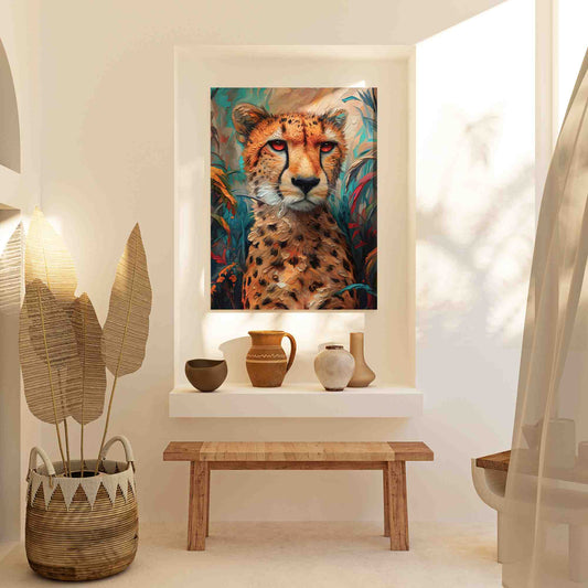 Chilling Cheetah - Wall Art in Black Frame