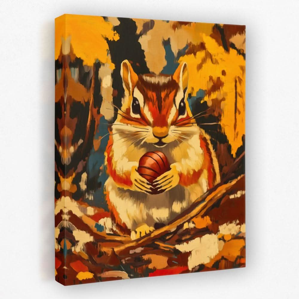 Chipmunk Nut Treasure - Baby Animal Canvas Wall Art