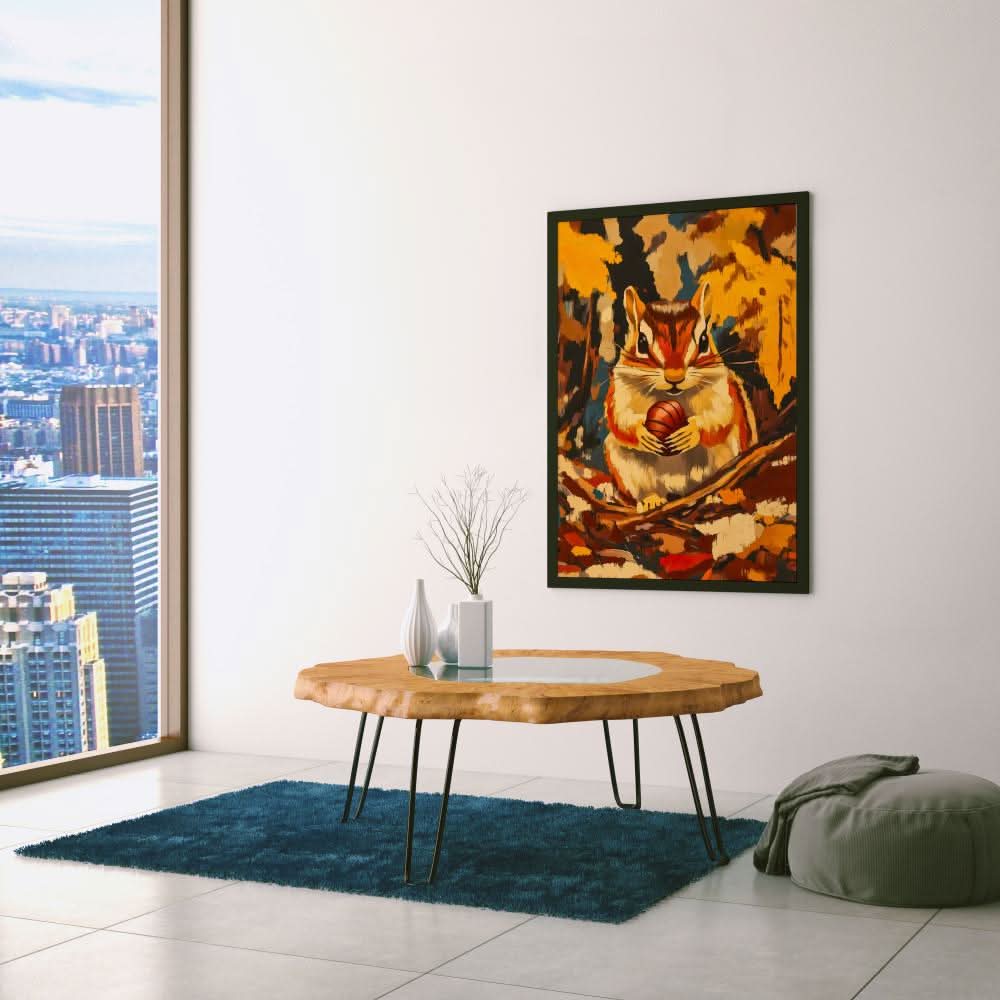 Chipmunk Nut Treasure - Brown Wall Art for Kitchen