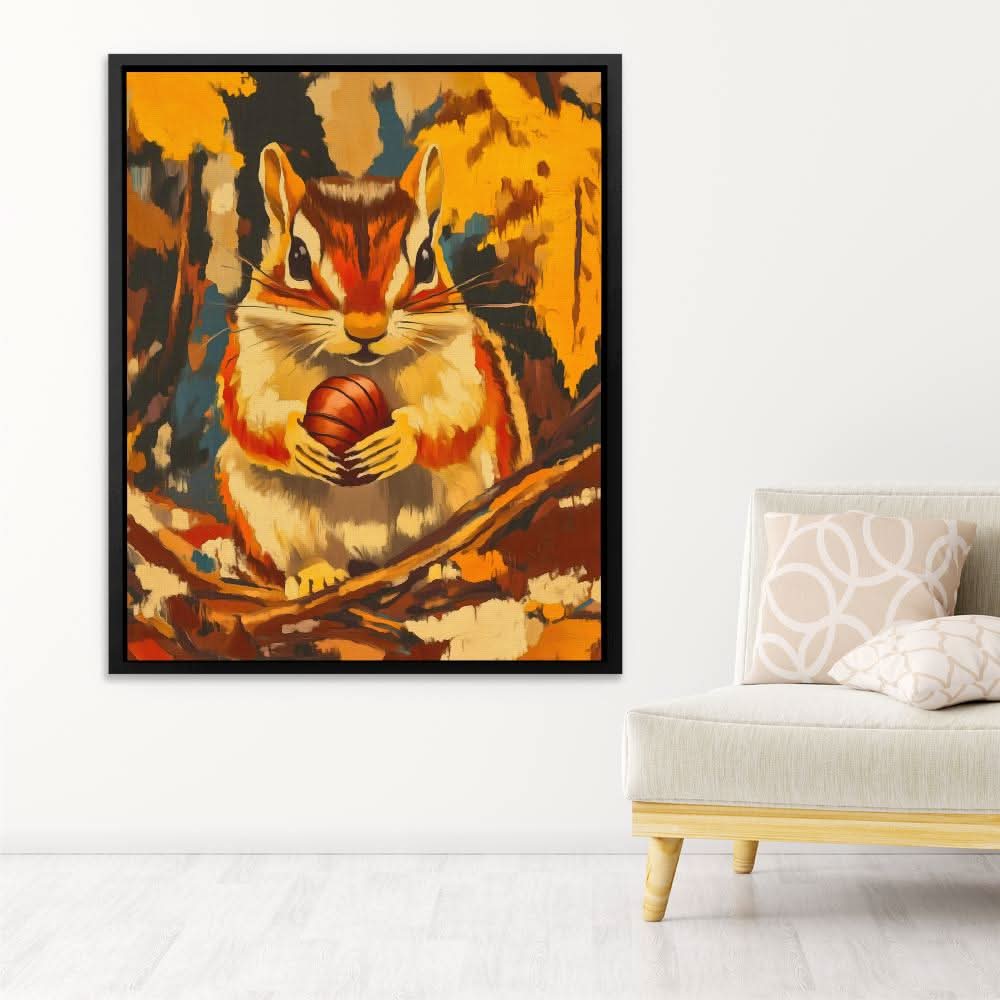 Chipmunk Nut Treasure - Brown Country and Farm Canvas Print