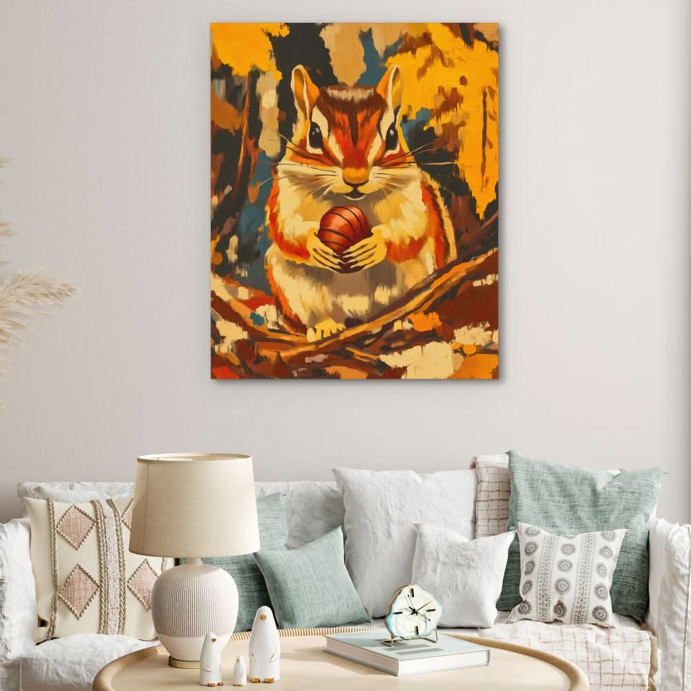 Chipmunk Nut Treasure - Baby Animal Art for Kids Room