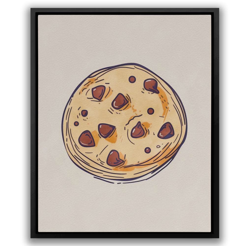 Chocolate Chip Cookie - Modern Wall Art in Black Frame